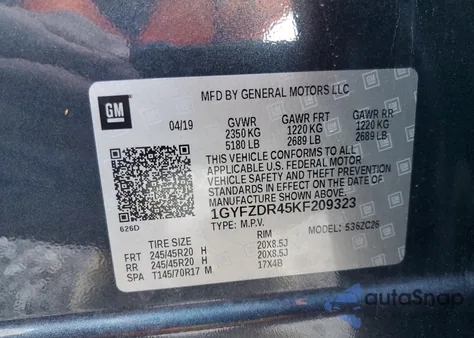 2019 Cadillac Xt4 Premium Luxury z USA, uszkodzony, nr VIN 1GYFZDR45KF209323